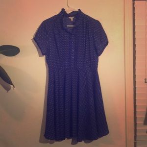 Vintage-style blue+white dress, large